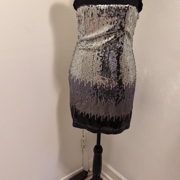 Charlotte Russe Sequin Dress (Black & Silver) with Back Zipper - Picture 10 of 10